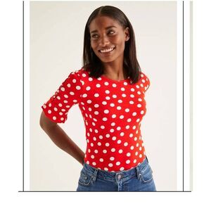 Boden Bella Ponte Polka Dot Top Size 6 NWT